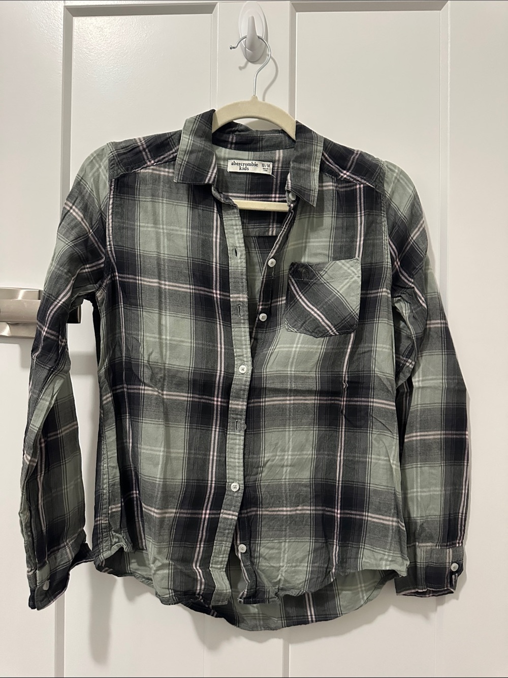 abercrombie kids Green and Black Plaid Button-Down Shirt